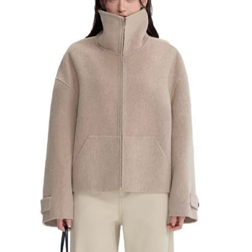 Beige Wool Outerwear – Minimal Oversized Style